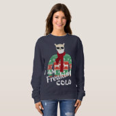 im freaking cold Cool llama Ugly kerstsweater Trui (Voorkant volledig)