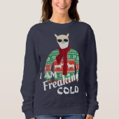 im freaking cold Cool llama Ugly kerstsweater Trui (Voorkant)