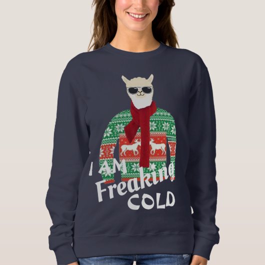 im freaking cold Cool llama Ugly kerstsweater Trui (Voorkant)