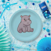 "I'm fussy." Cute, Cartoon Hippo, Pouting Papieren Bordje (Feest)