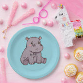 "I'm fussy." Cute, Cartoon Hippo, Pouting Papieren Bordje (Feest)
