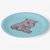 "I'm fussy." Cute, Cartoon Hippo, Pouting Papieren Bordje (Gekanteld)