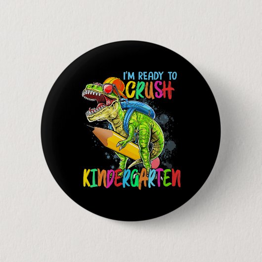 Im gereed om kinderen met kinderkledingstuk T Rex  Ronde Button 5,7 Cm (Voorkant)