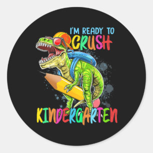 Im gereed om kinderen met kinderkledingstuk T Rex Ronde Sticker