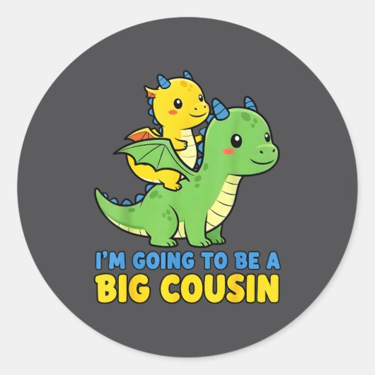 I'm Going To Be A Big Cousin Baby Reveal 2026 Drag Ronde Sticker (Voorkant)