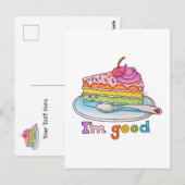 I'm Good, Kawaii Cartoon Rainbow Cake Postcard Briefkaart (Voorkant / Achterkant)