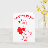 I'm Goosey For You Valentine Goose Hearts Minimal Kaart (Gele Bloem)