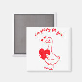 I'm Goosey For You Valentine Goose Hearts Minimal Magneet (Voorkant / Achterkant)