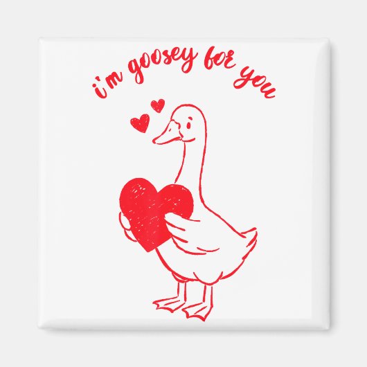 I'm Goosey For You Valentine Goose Hearts Minimal Magneet (Voorkant)