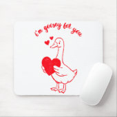 I'm Goosey For You Valentine Goose Hearts Minimal  Muismat (Met muis)