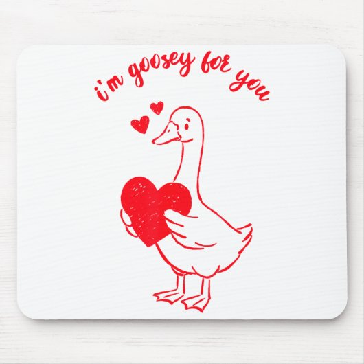 I'm Goosey For You Valentine Goose Hearts Minimal  Muismat (Voorkant)