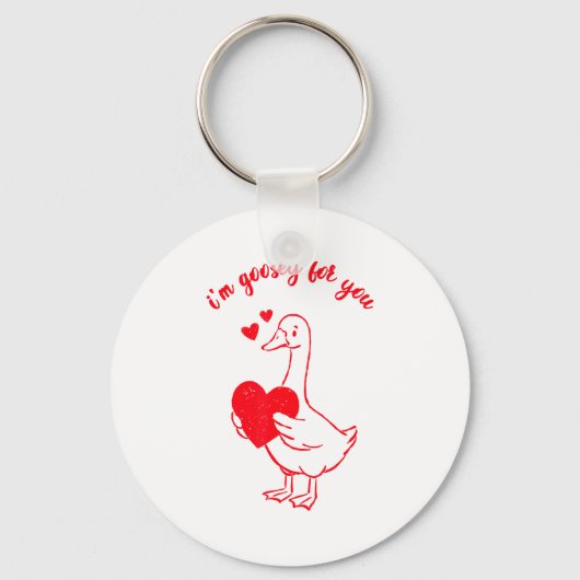 I'm Goosey For You Valentine Goose Hearts Minimal  Sleutelhanger (Voorkant)