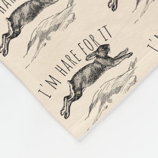 I'm Hare For It Punny Bunny Encouraging Fleece Deken (Hoek)