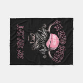 I'm Head Heffa Just Ask Me Bossy Highland Cow Base Fleece Deken (Voorkant (Horizontaal))