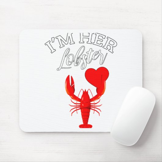 Im Her Lobster Heart Couple Matching Gift Valentin Muismat (Met muis)