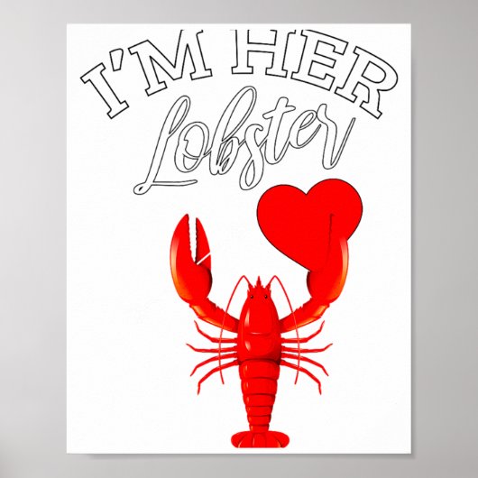 Im Her Lobster Heart Couple Matching Gift Valentin Poster (Voorkant)