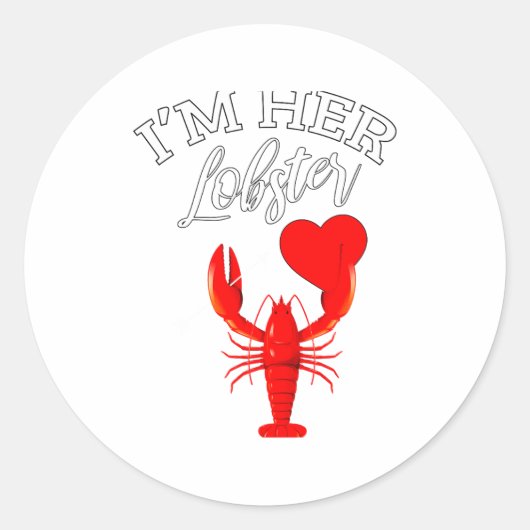 Im Her Lobster Heart Couple Matching Gift Valentin Ronde Sticker (Voorkant)