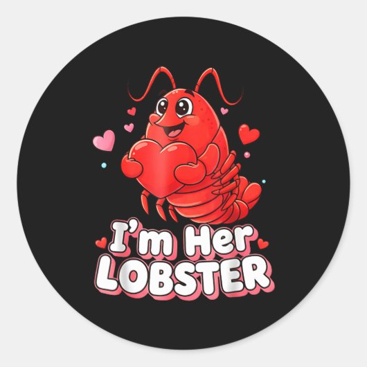 I'm Her Lobster Matching Couple Valentine's Day Wo Ronde Sticker (Voorkant)