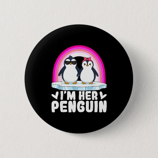 I'm Her Penguin Matching Couple Valentine Love Hea Ronde Button 5,7 Cm (Voorkant)