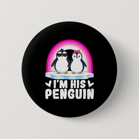I'm Her Penguin Matching Couple Valentine Love Hea Ronde Button 5,7 Cm (Voorkant)
