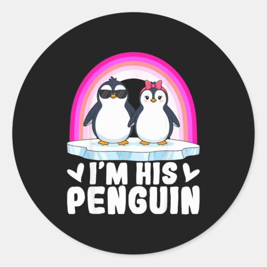 I'm Her Penguin Matching Couple Valentine Love Hea Ronde Sticker (Voorkant)