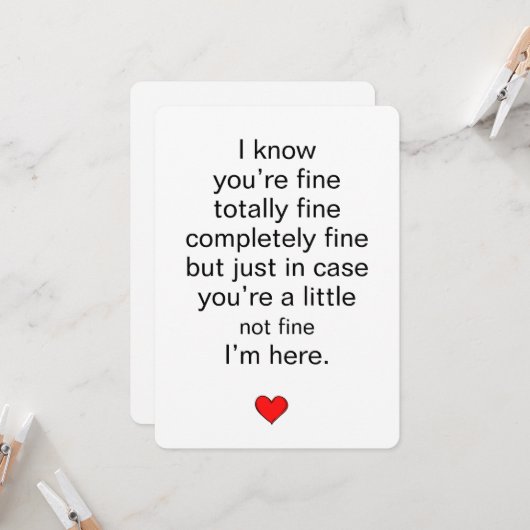 I'm here thinking of you card kaart (Voorkant / Achterkant in situ)