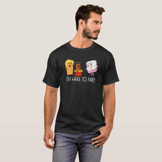 I'm Here To Party S'mores Marshmallow Camping Smor T-shirt (Voorkant volledig)