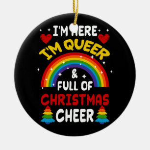 Im Hier In Queer Kerst LGBTQ Gay Pride Rainbow Keramisch Ornament