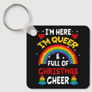 Im Hier In Queer Kerst LGBTQ Gay Pride Rainbow Sleutelhanger