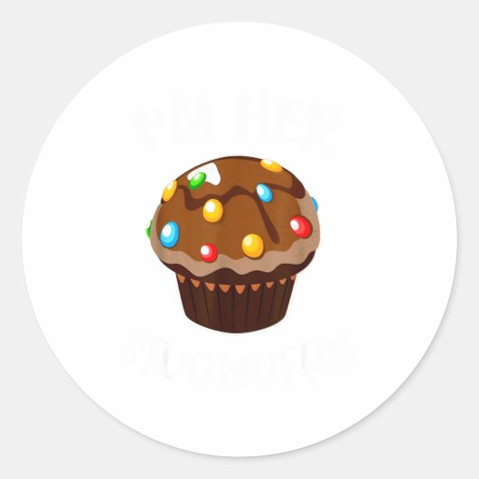 Im His Cupcake Im Her Studmuffin Valentine Matchin Ronde Sticker (Voorkant)