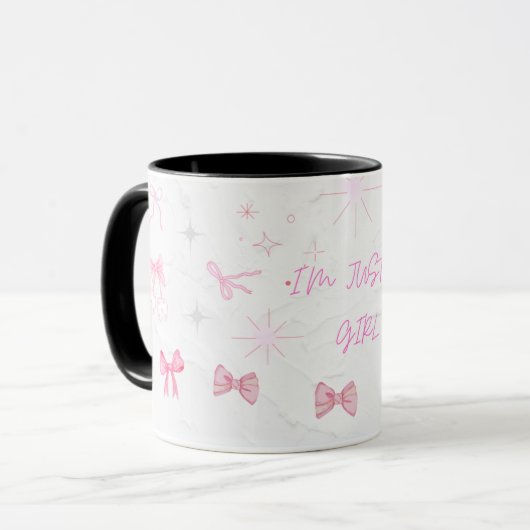 I'm Just a Aesthetic Mug / Pink Bows & Sparkles Mok (Voorkant links)