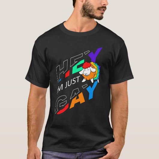 I'm Just Gay Rainbow Colored Sheep T-shirt (Voorkant)