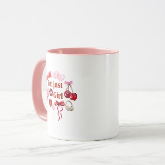I'm Just Girl – Cute Pink Aesthetic Mug Mok (Voorkant links)
