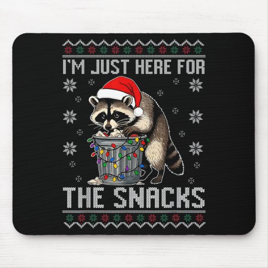 I'm Just Here For Snacks Raccoon Christmas Kids To Muismat (Voorkant)