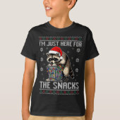 I'm Just Here For Snacks Raccoon Christmas Kids To T-shirt (Voorkant)