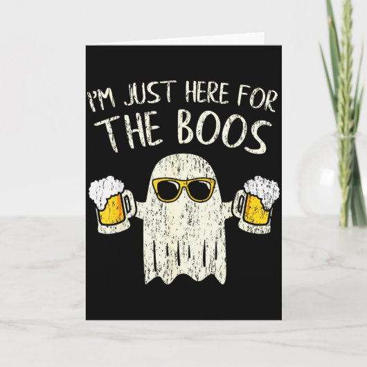 Im Just Here For The Boos Funny Gift Halloween Gho Kaart (Voorkant)