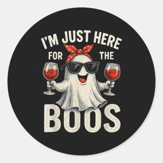 I'm Just Here For The Boos Halloween Women Ghost C Ronde Sticker (Voorkant)