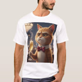 I'm Just Here for the Champagne – Grumpy Party Cat T-shirt (Voorkant)
