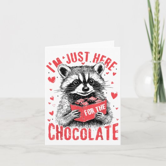 I'm Just Here For The Chocolate Funny Raccoon Vale Kaart (Voorkant)