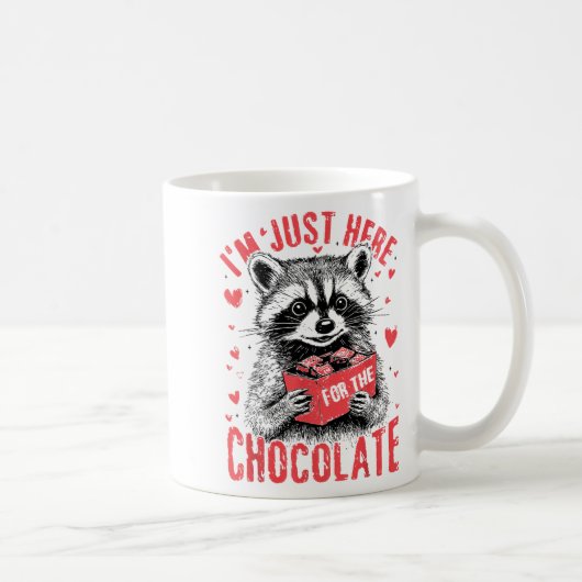 I'm Just Here For The Chocolate Funny Raccoon Vale Koffiemok (Rechts)