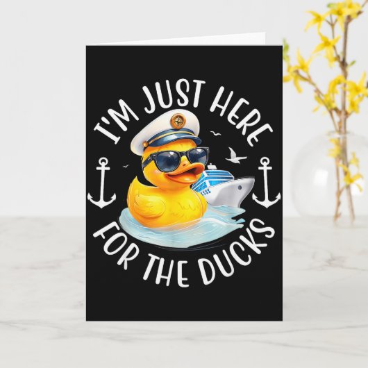 I'm Just Here For The Duck, Duck Cruise, Funny Vac Kaart (Gele Bloem)
