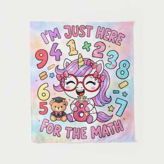 Im Just Here For The Math Cute Unicorn Poster Wandkleed (Voorkant)