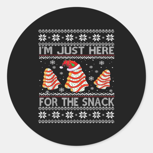 I'm Just Here For The Snack Christmas Cakes Debbie Ronde Sticker (Voorkant)