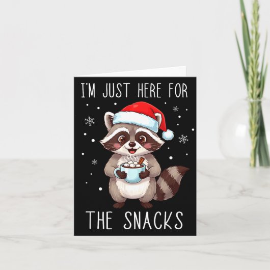 I'm Just Here For The Snacks Christmas Raccoon  Kaart (Voorkant)