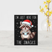 I'm Just Here For The Snacks Christmas Raccoon  Kaart (Gele Bloem)
