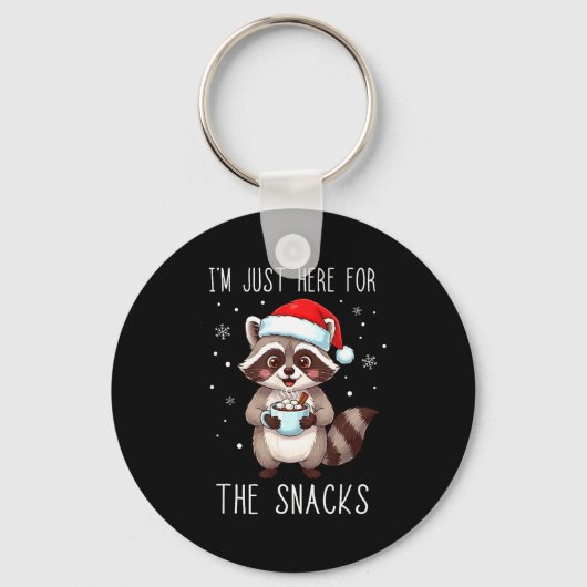 I'm Just Here For The Snacks Christmas Raccoon  Sleutelhanger (Voorkant)
