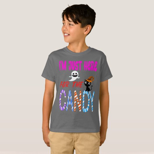 Im Just Here voor het Snoep - Grappige Halloween K T-shirt (Voorkant volledig)