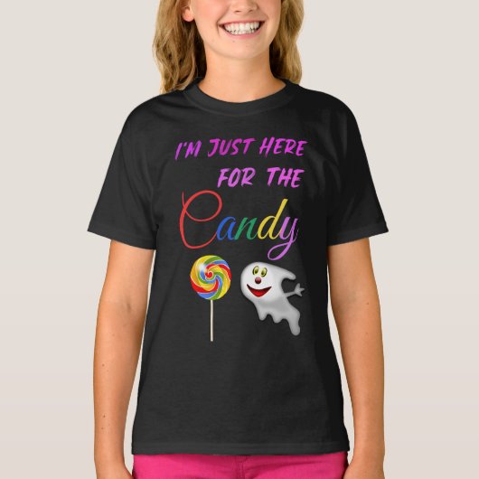 Im Just Here voor het Snoep - Rainbow Lollipop T-shirt (Voorkant)