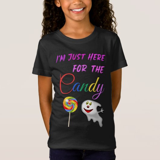 Im Just Here voor het Snoep - Rainbow Lollipop T-shirt (Voorkant)