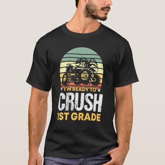 IM Klaar om 1st Grade Boys Monster Truck Fir te ve T-shirt (Voorkant)